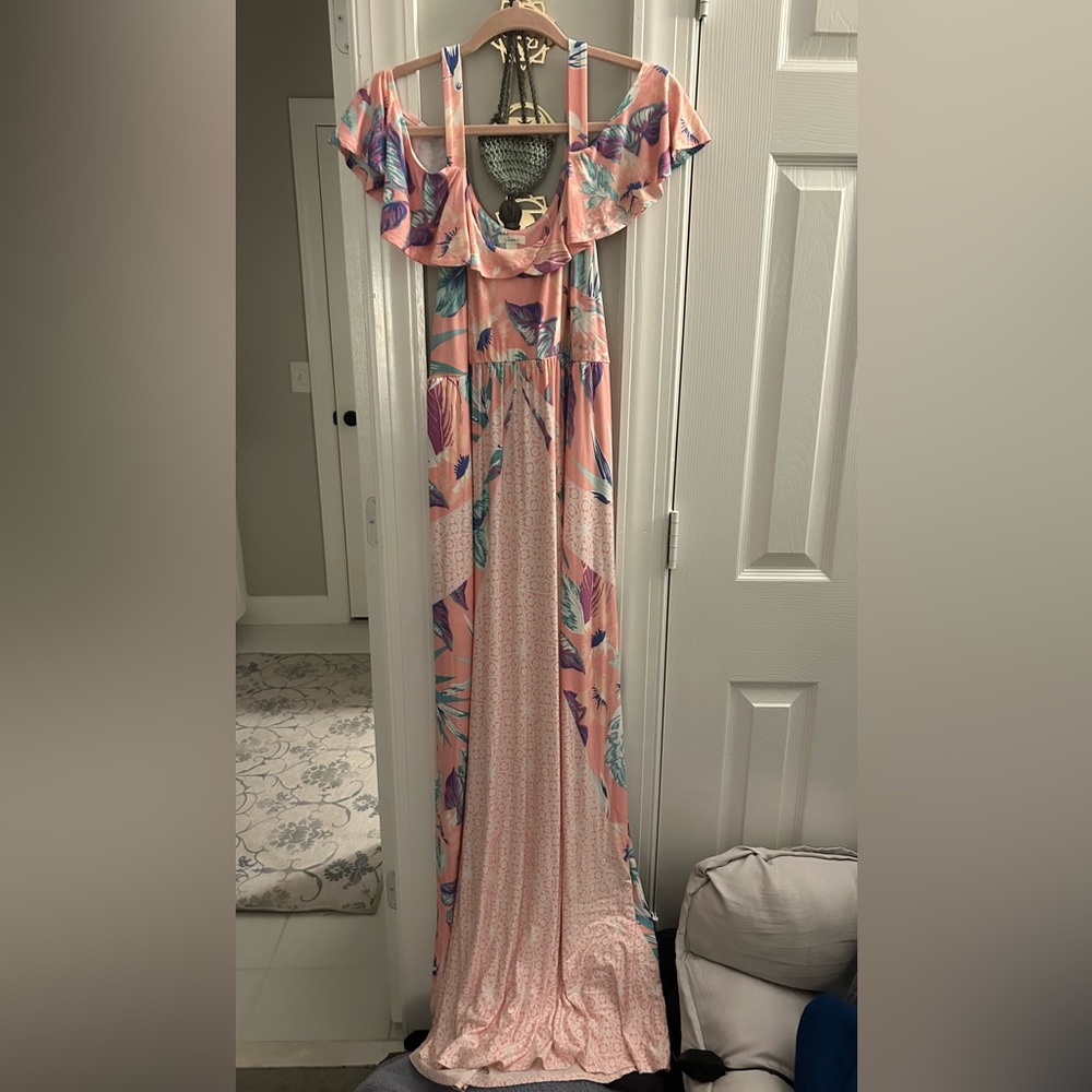 Soma Sleeveless Pink Flower Maxi Dress